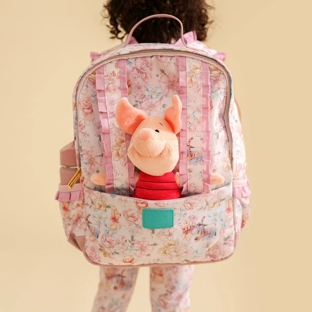 Pooh Bear Pink Girls Ruffled Backpack | Disney Winnie the Pooh | Posh Peanut