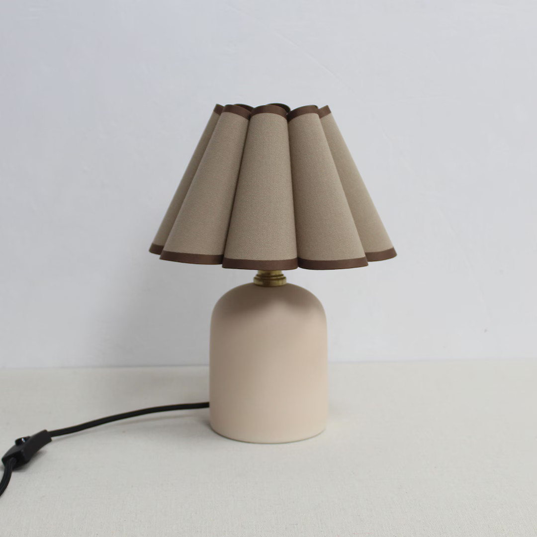 Duzy Handmade New Brown Fabric Shade and Ceramic Base Table Lamp for Home Decor-116, 110-240v/50-... | Etsy (US)