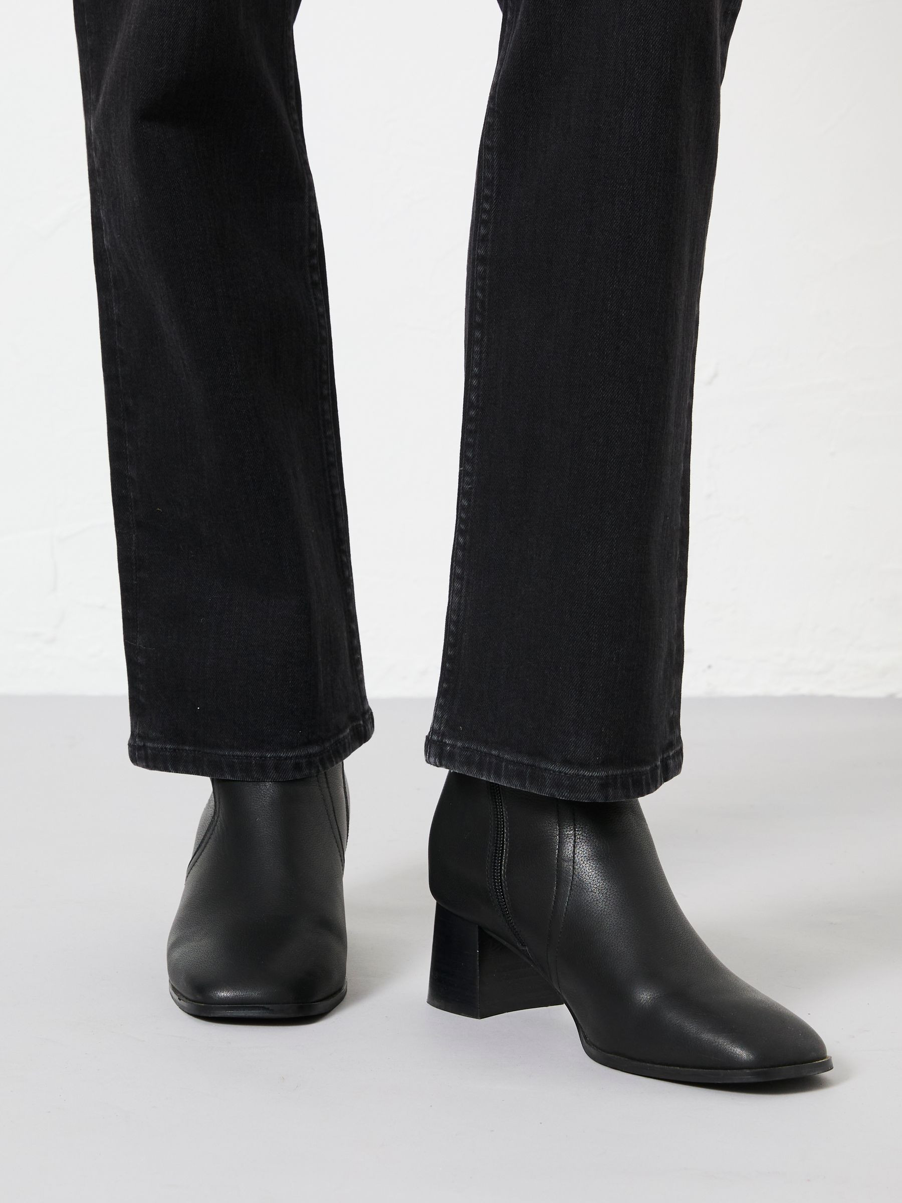 Black Flared Heel Leather Boot | FatFace | Fat Face