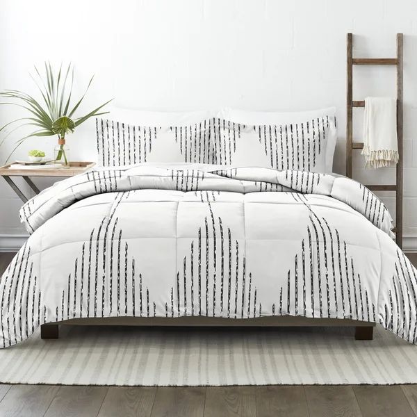 Rosenbloom Charcoal Gray/White Microfiber 3 Piece Comforter Set | Wayfair Professional