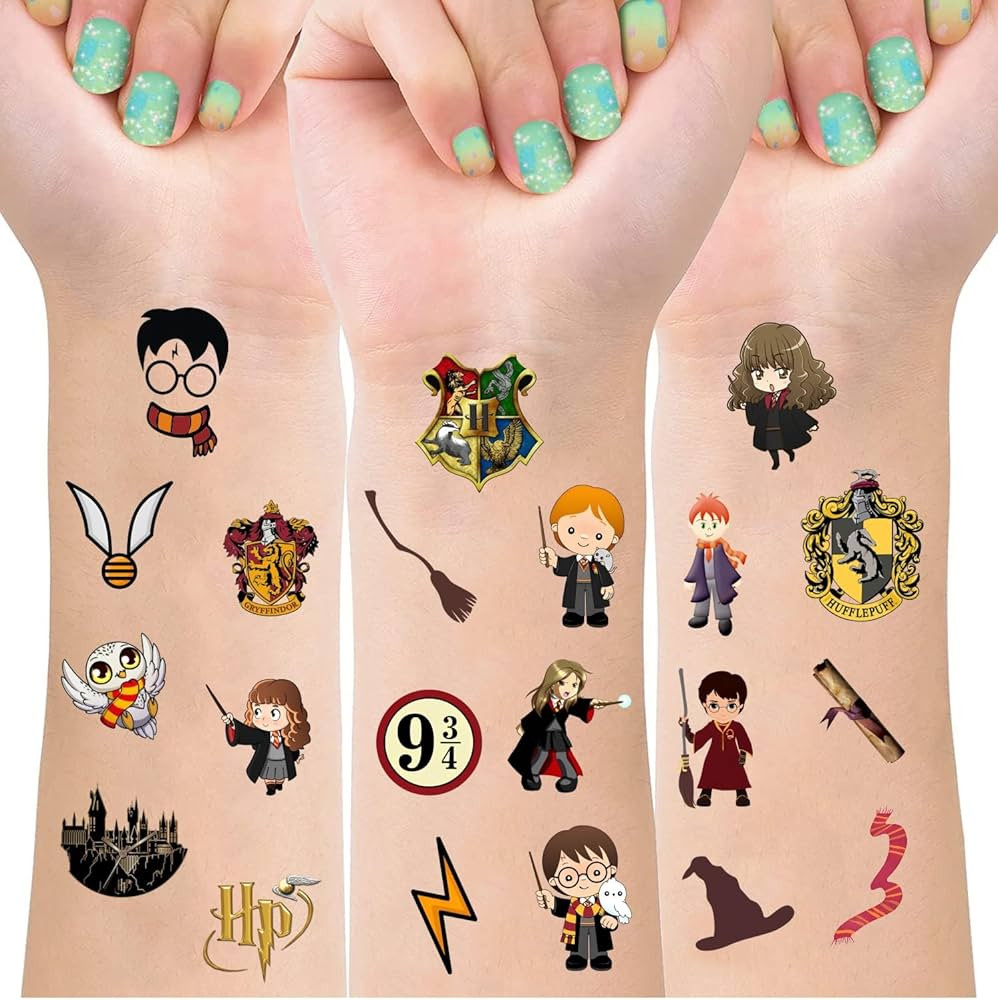 8 Sheets Harry Temporary Tattoos for Kids, Potter Birthday Party Decorations Party Favors for Kid... | Amazon (US)