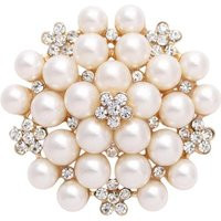 Gold Plated Pearl Rhinestone Brooch Bridal Dress Pin | Etsy (US)