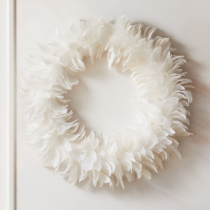 Feather White Wreath 24" + Reviews | CB2 | CB2