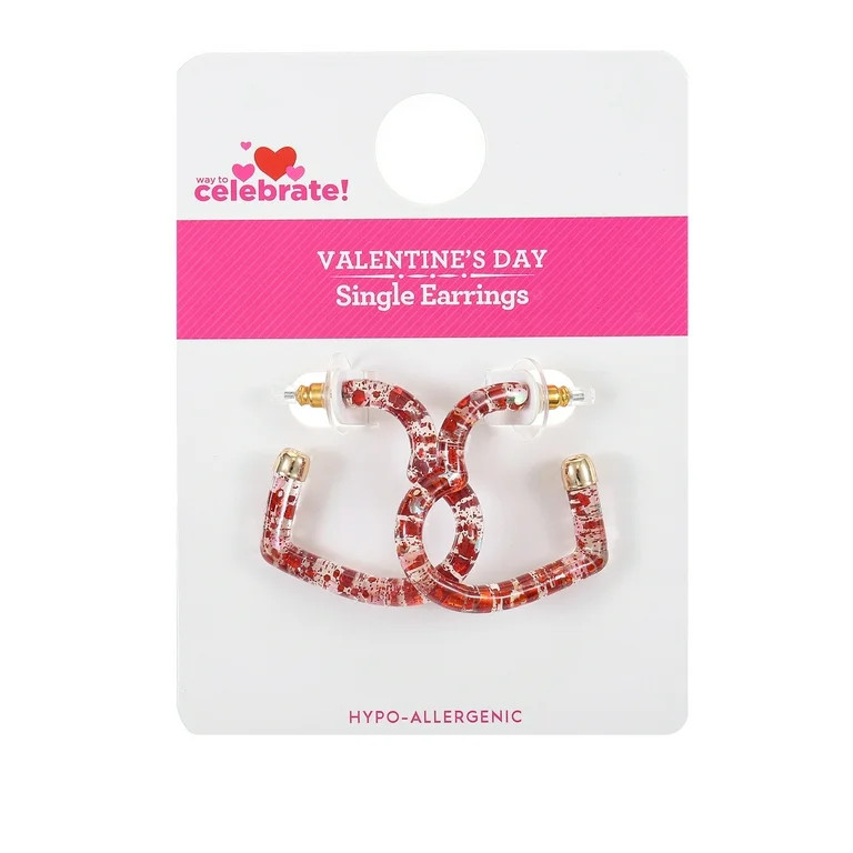 Way to Celebrate Valentine's Day Open Heart Hoop Earrings, 1 Pair | Walmart (US)