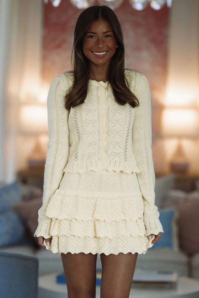 Meet For Brunch Top and Skirt Set - Light Yellow | Hazel and Olive