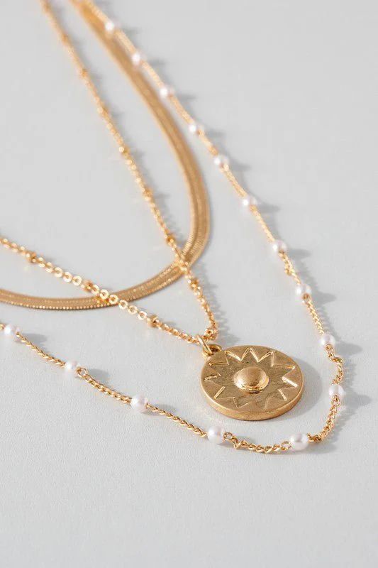 Layered Sun Chain Pendant Necklace - Gold | Petal & Pup (US)