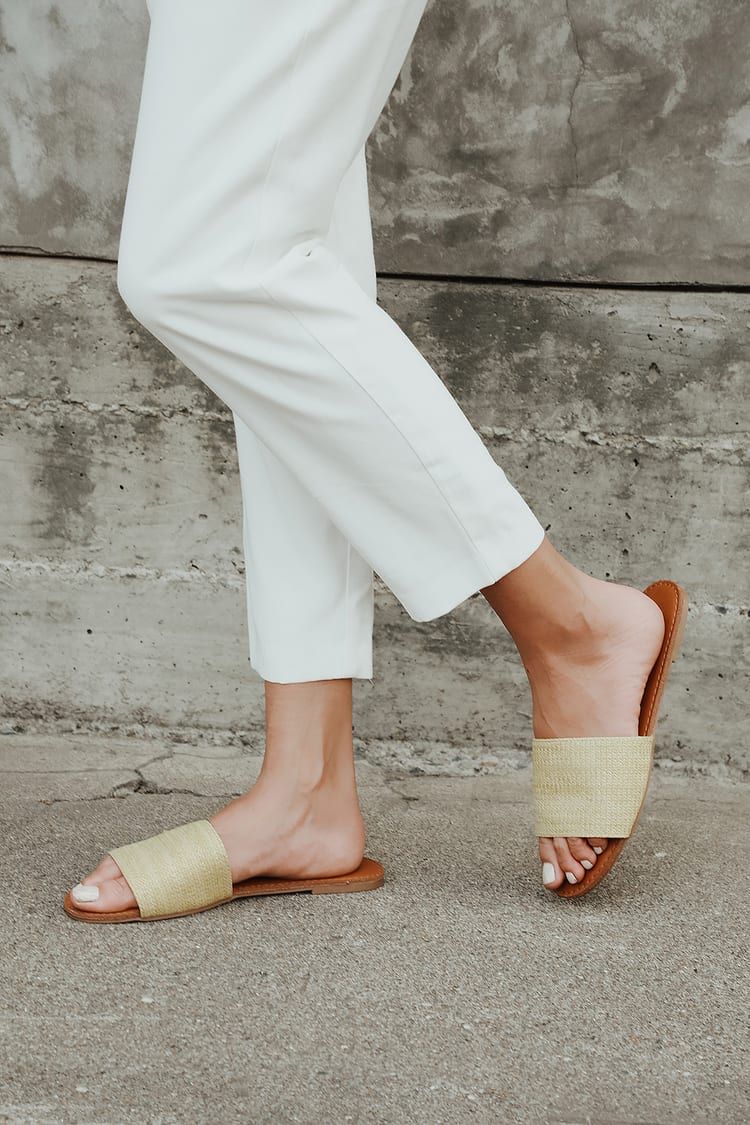 Addison Raffia Slide Sandals | Lulus (US)