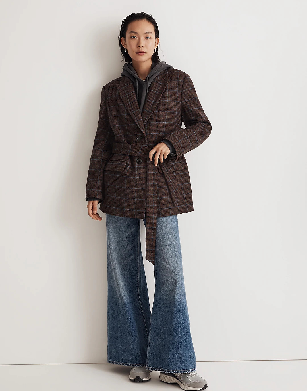 The Bedford Oversized Belted Blazer in Plaid Wool Blend | Madewell