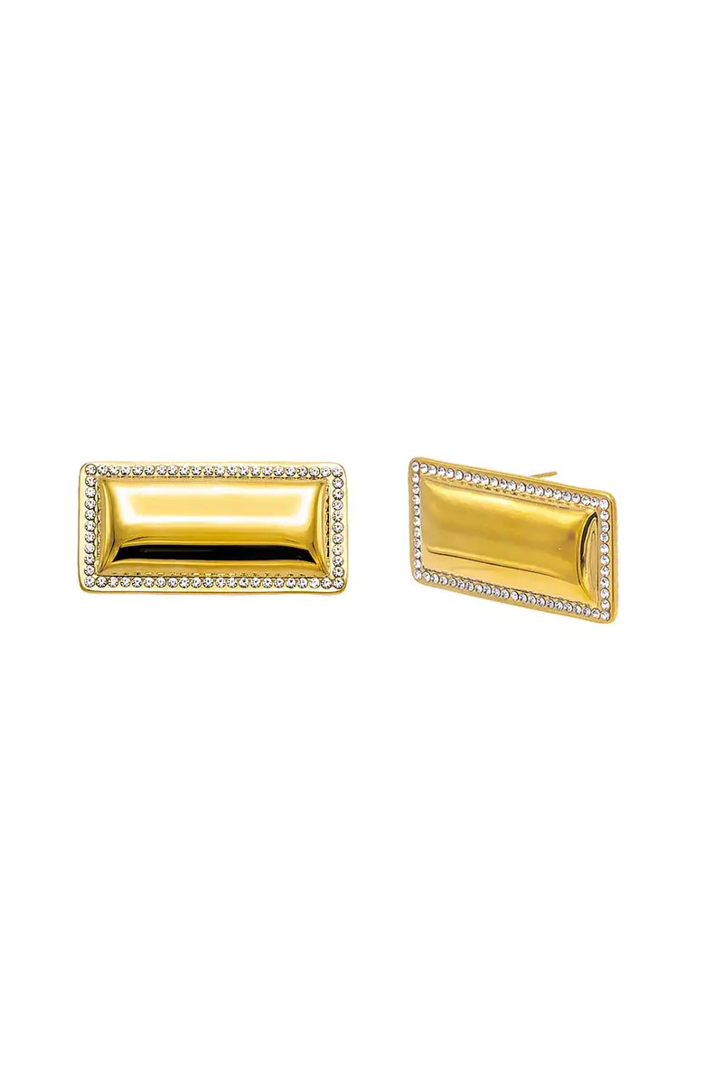 Pave Outlined Rectangular Statement Stud Earring | Nordstrom