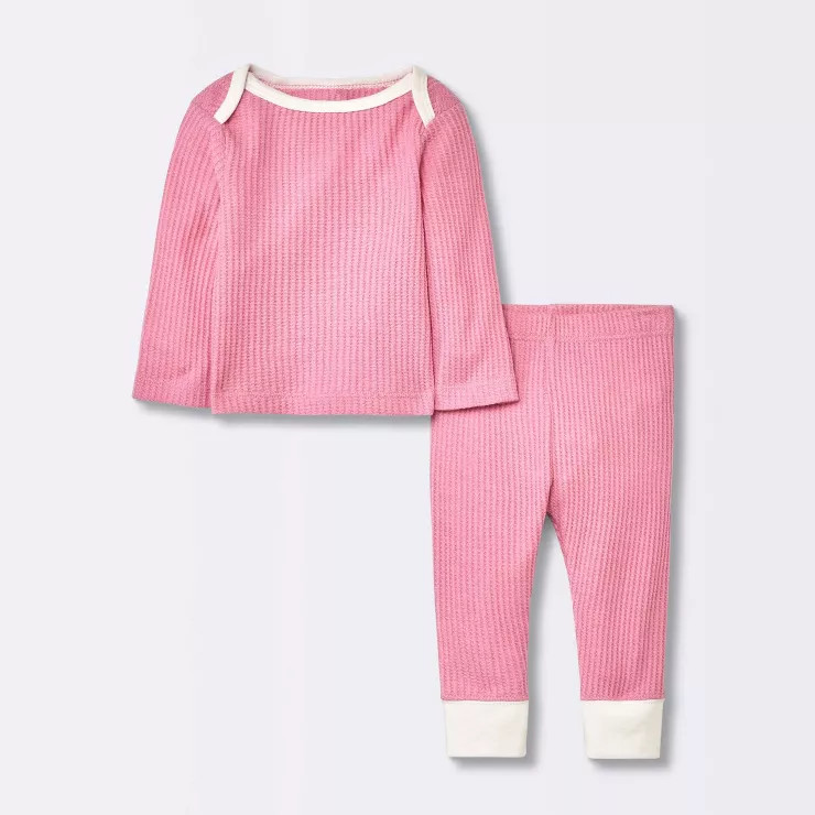 Baby 2pc Waffle Top & Bottom Set - Cloud Island™ Pink | Target