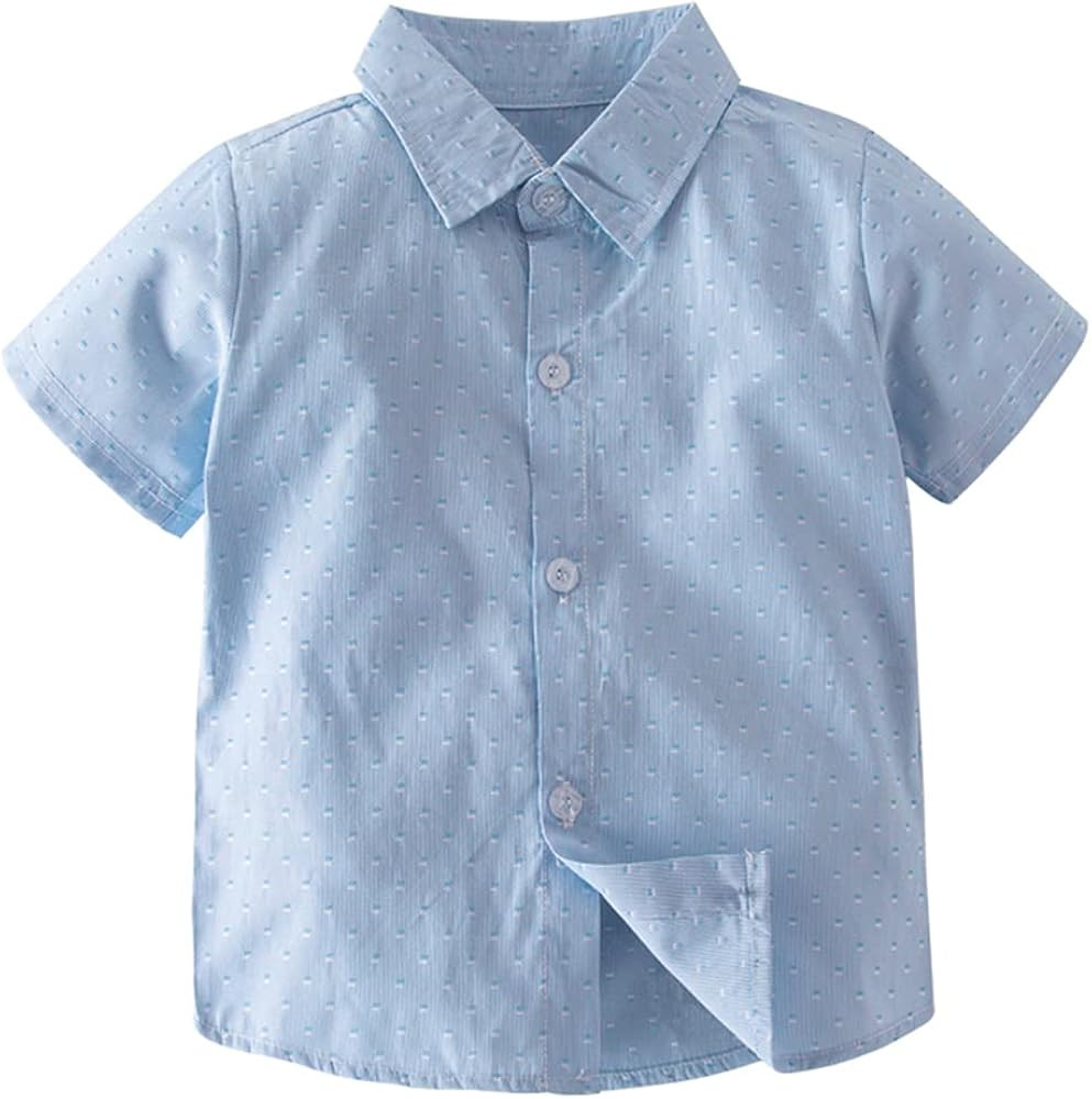 stylesilove Toddler Boy Short Sleeve Cotton Button-Down Shirt - Casual and Formal Wear for Weddin... | Amazon (US)