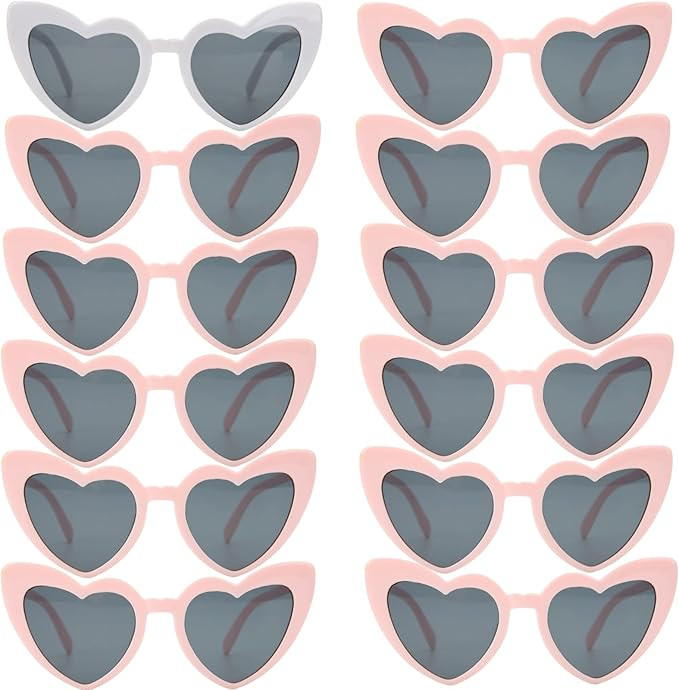 12 Pairs Bachelorette Party Sunglasses Heart Shaped Sunglasses Party Decorations Bridesmaid Propo... | Amazon (US)