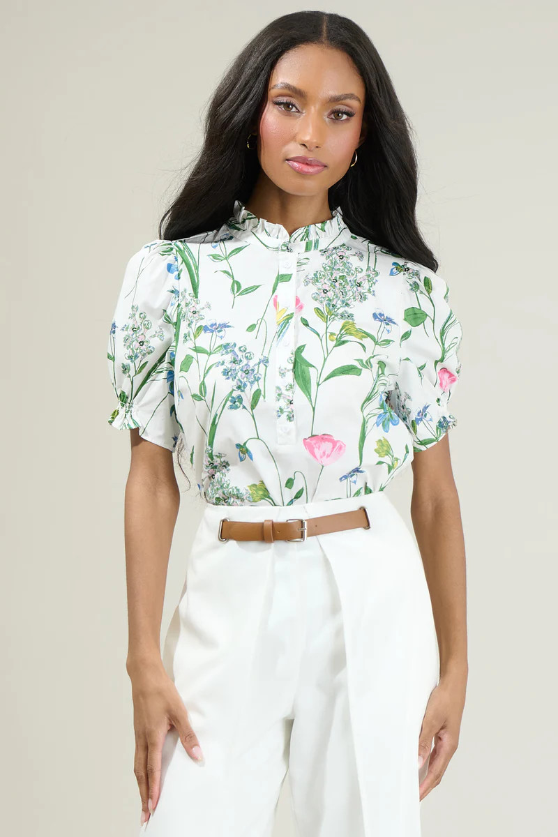 Clove Garden Floral Puff Sleeve Top | Sugarlips