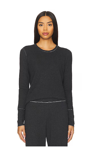 Double Face Long Sleeve Crew Neck Top in Charcoal Grey Heather | Revolve Clothing (Global)