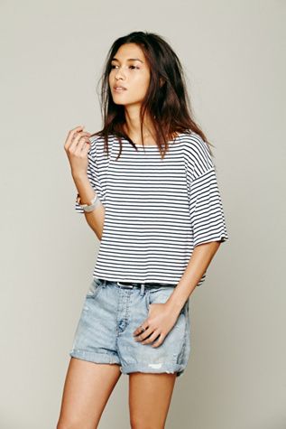 We The Free Womens We The Free Boxy Crop Stripe Tee | Free People