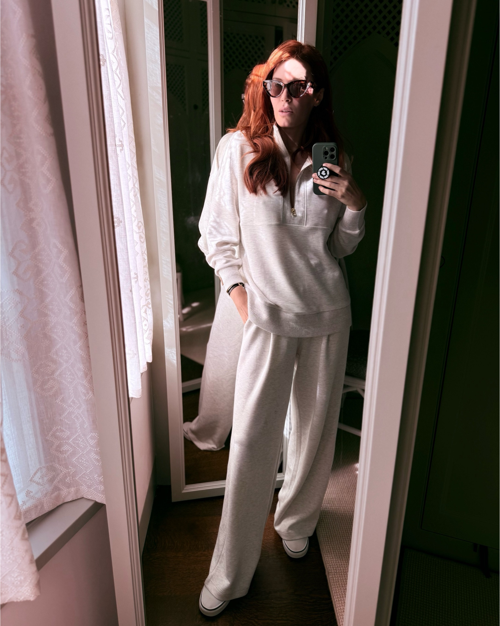 Updated my loungewear for cozy season - same ivory marl color way I always choose but a wider leg and the top is long, covers your rear and has new special details- swipe to see ✨
I use these for lounge days at the house, traveling, when I stay with other people, running errands and carpool…it’s a high use look. 

Wearing a small in all and the pants are a long, which I love being 5’9”.

#LTKootd #LTKU #LTKselfcare