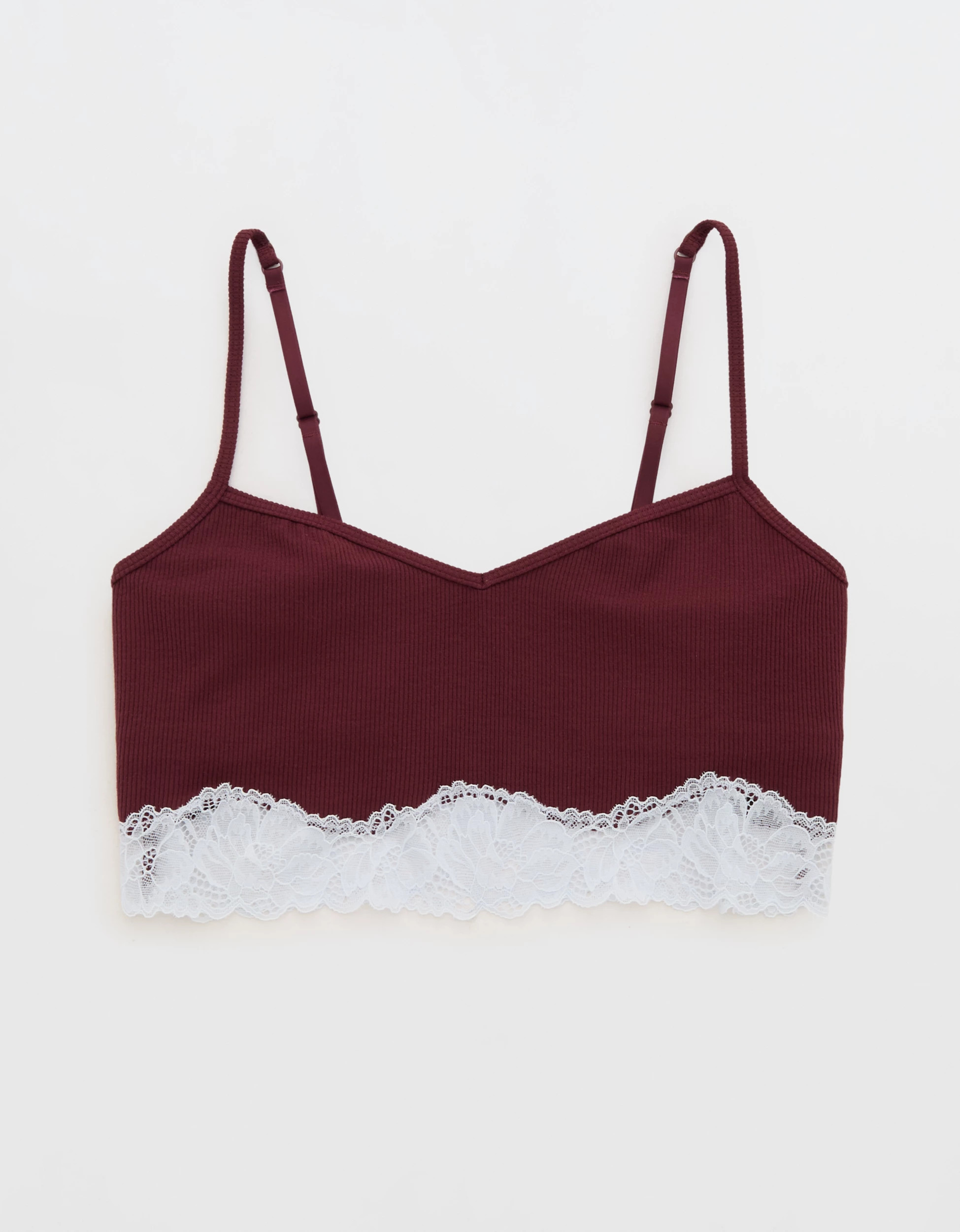 OVERSLEPT by Aerie Real Soft\u00ae Ribbed Lace Bra Top | American Eagle Outfitters (US & CA)