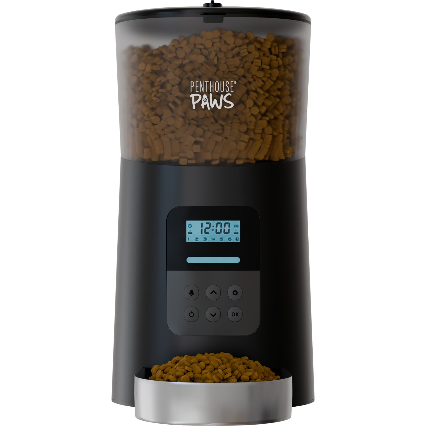 Penthouse Paws Smart Automatic with LCD Panel Stainless Steel Dog & Cat Feeder, 6L, Black | Chewy