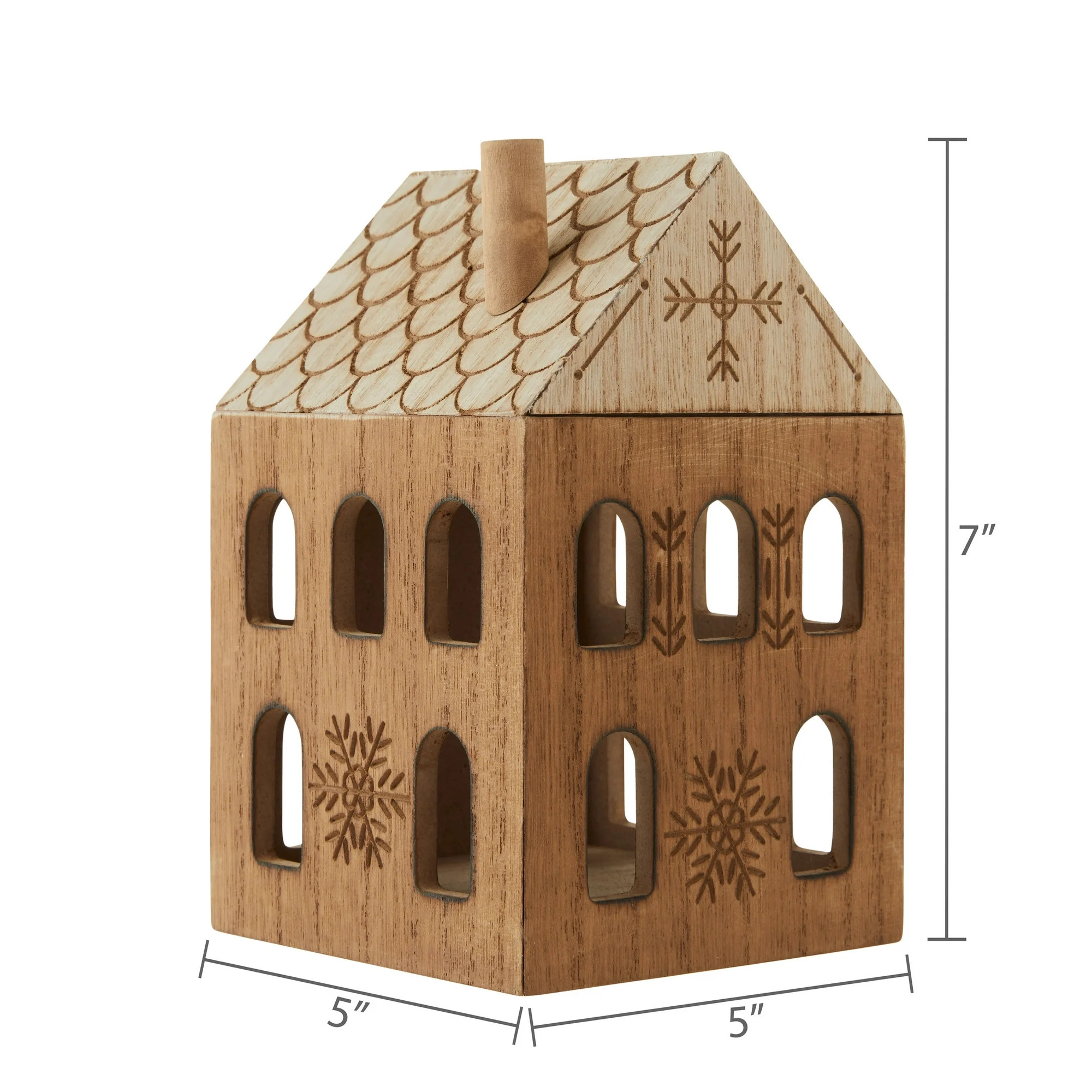 Wood House Christmas Decoration, Brown, 7", by Holiday Time | Walmart (US)