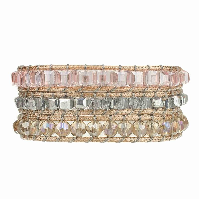 Emerald Cut Pink Crystals on Natural - Vegan | Victoria Emerson