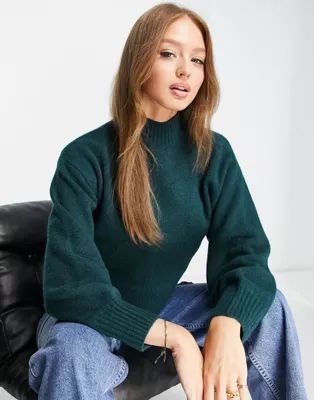 Monki knitted sweater in dark green | ASOS (Global)