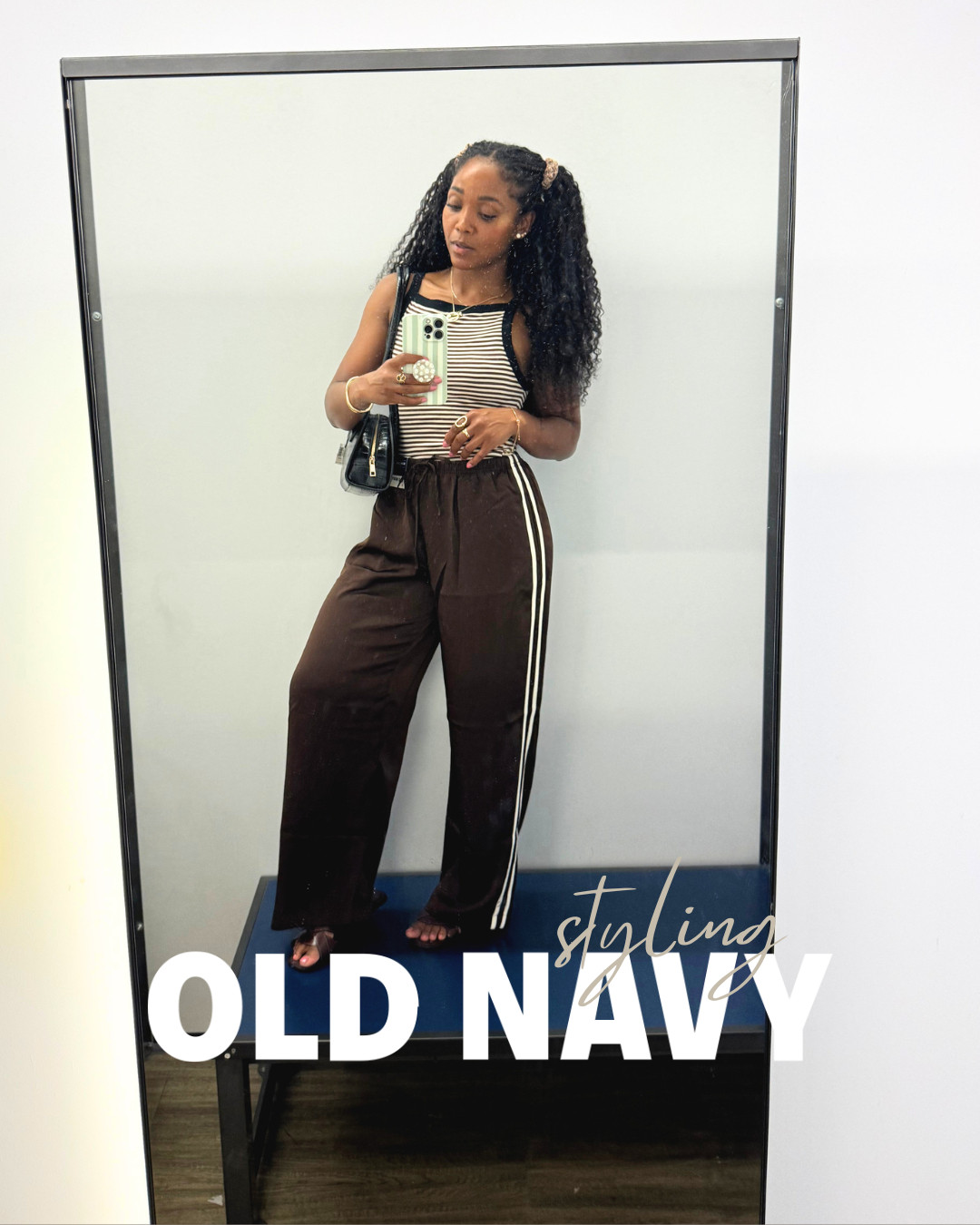 Athleisure, but elevated 🤎 These track pants are so comfortable, but pairing them with a fitted striped tank, structured bag, and simple jewelry makes them feel so much more put together. Perfect for errands, coffee runs, or travel days.

#oldnavystyle #athleisurestyle #casualstyle #ltkfashion 

 #LTKgrwm #LTKootd #LTKActive