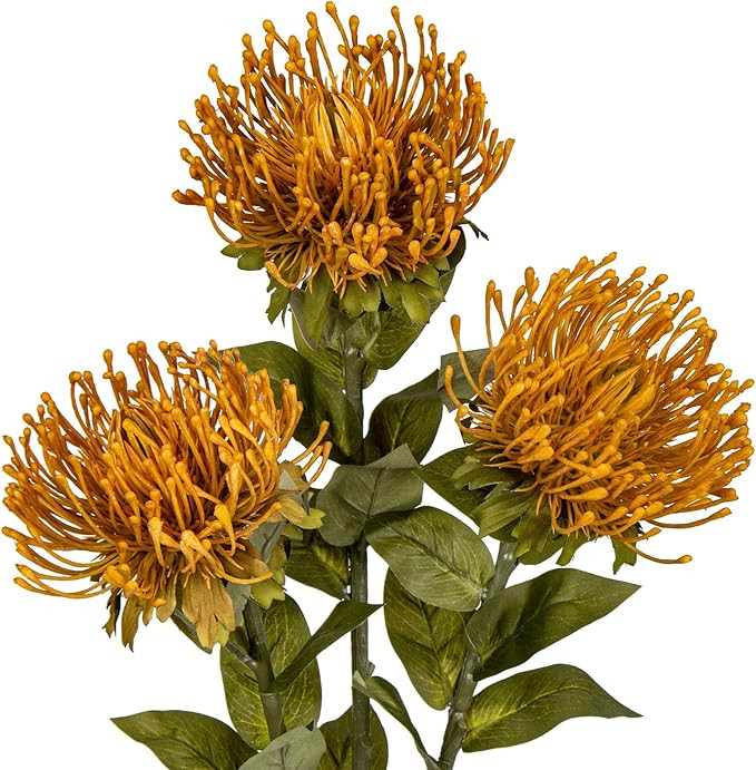 Hollyone 3Pcs Yellow Artificial Fall Flowers Spider Mum Flower 28.3'' Long Stem Fake Chrysanthemu... | Amazon (US)