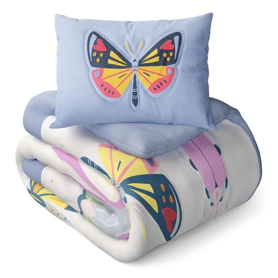 Mainstays Kids Textured Butterfly Comforter Set, Twin, 2 Pieces | Walmart (US)