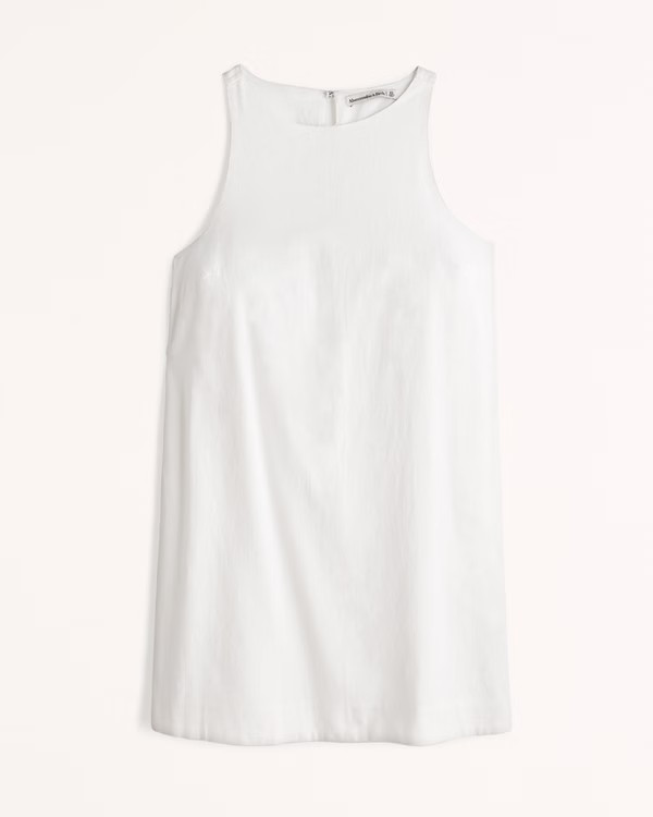 High-Neck Linen-Blend Mini Dress | Abercrombie & Fitch (US)
