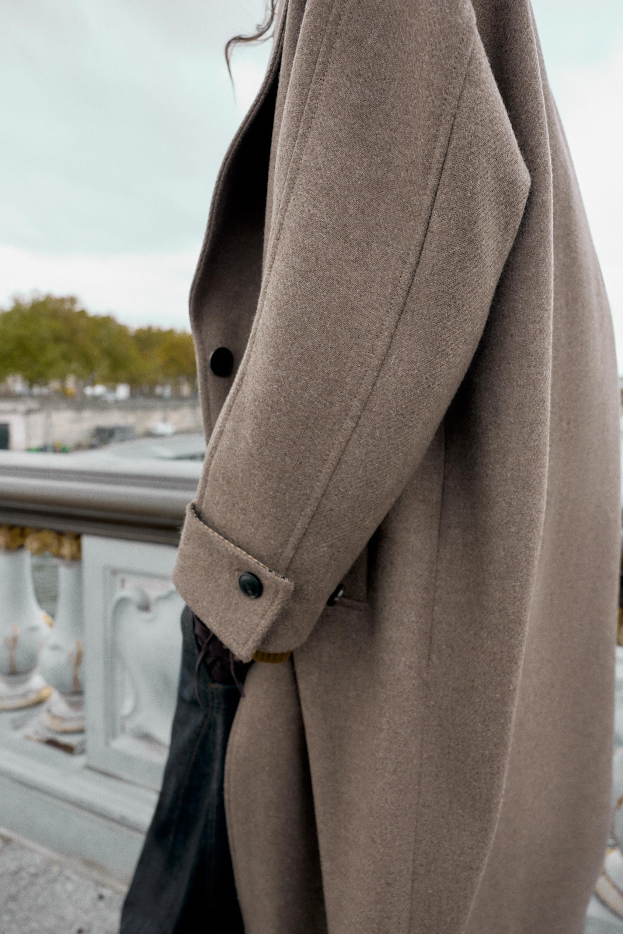 OVERSIZED WOOL COAT WITH CONTRAST CUFF | Zara US