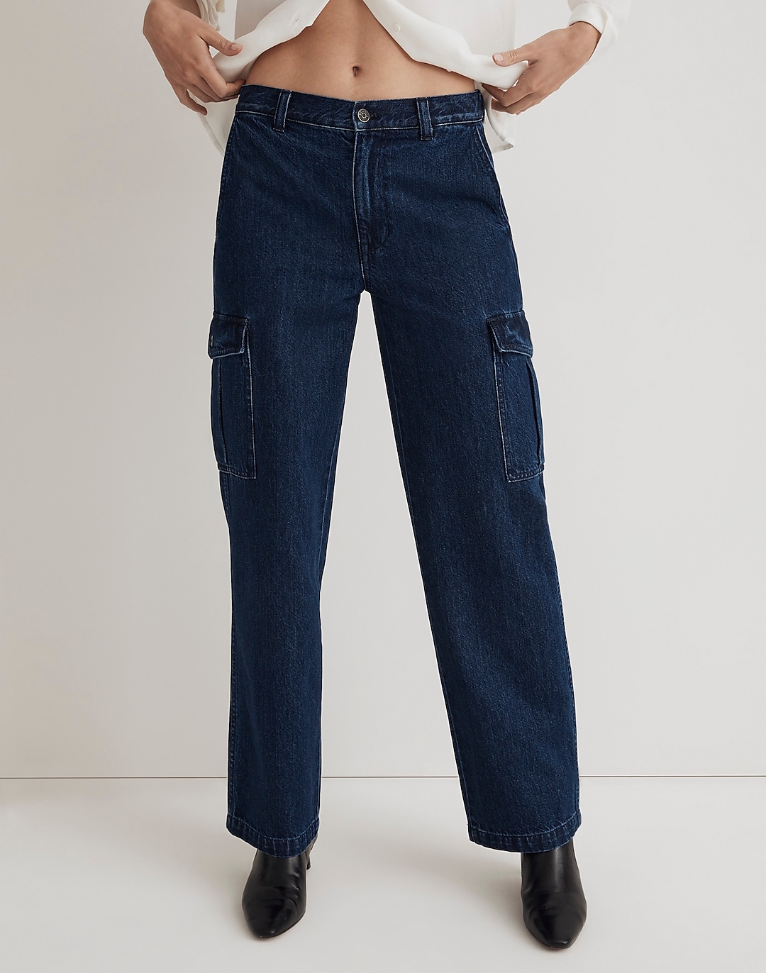 Low-Slung Straight Cargo Jeans in Martindale Wash | Madewell