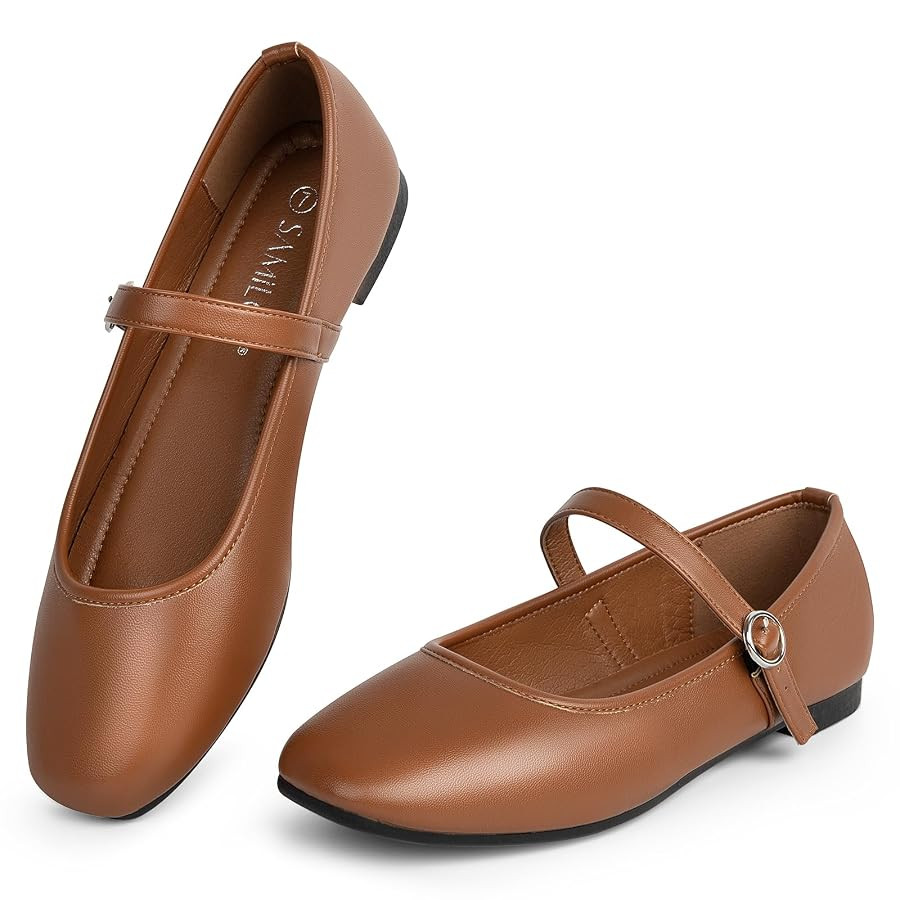Womens Ballet Mary Jane Flats Square Toe Ankle Strap Flats Casual Slip on Flats Retro Soft Mary J... | Amazon (US)