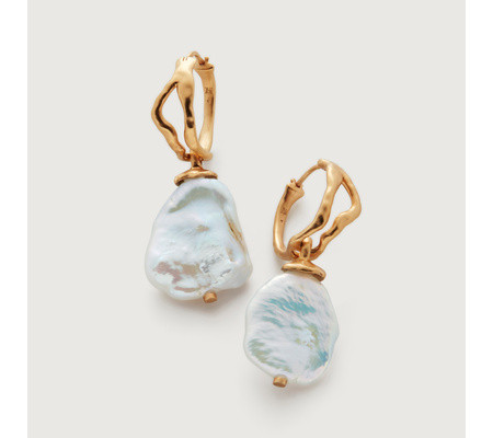 Keshi Pearl Large Hoop Earrings | Monica Vinader (US)