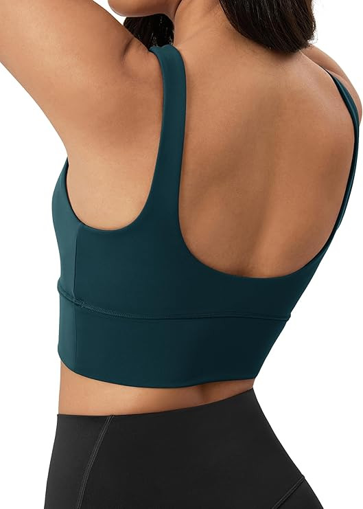 ODODOS Women's Longline U-Back Sports Bra V-Neck Padded Yoga Workout Wirefree Tank Top | Amazon (US)
