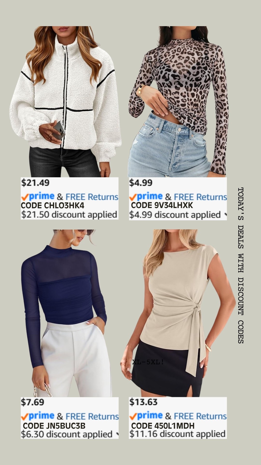 PROMO CODE DEALS ON AMAZON!

Promo codes are entered are on the check out screen where you select payment method. 

Codes & coupons only work for a limited time! If you get an error, it may have maxed the color/size you selected.. so try another one. Sometimes it helps to check out one item at a time! 

SCREENSHOT TO EASILY COPY/PASTE PROMO CODE AT CHECKOUT! 

#affordablestyle #amazonstyle #amazondeals #everydayoutfits #ltksalealert #dailydeals