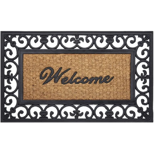 Achim Wrought Iron Rubber Fleur-de-Lis Door Mat | Walmart (US)