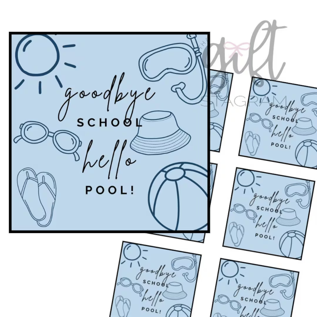 Goodbye School Hello Pool Gift Tag | DIGITAL DOWNLOAD | End of School Year Teacher Gift Ideas | S... | Etsy (US)