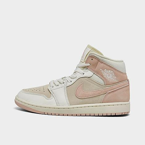 Jordan Women's Air 1 Mid SE Casual Shoes in Pink/Beige/Off-White/Coconut Milk Size 11 Cotton/Leather/Suede | Finish Line (US)
