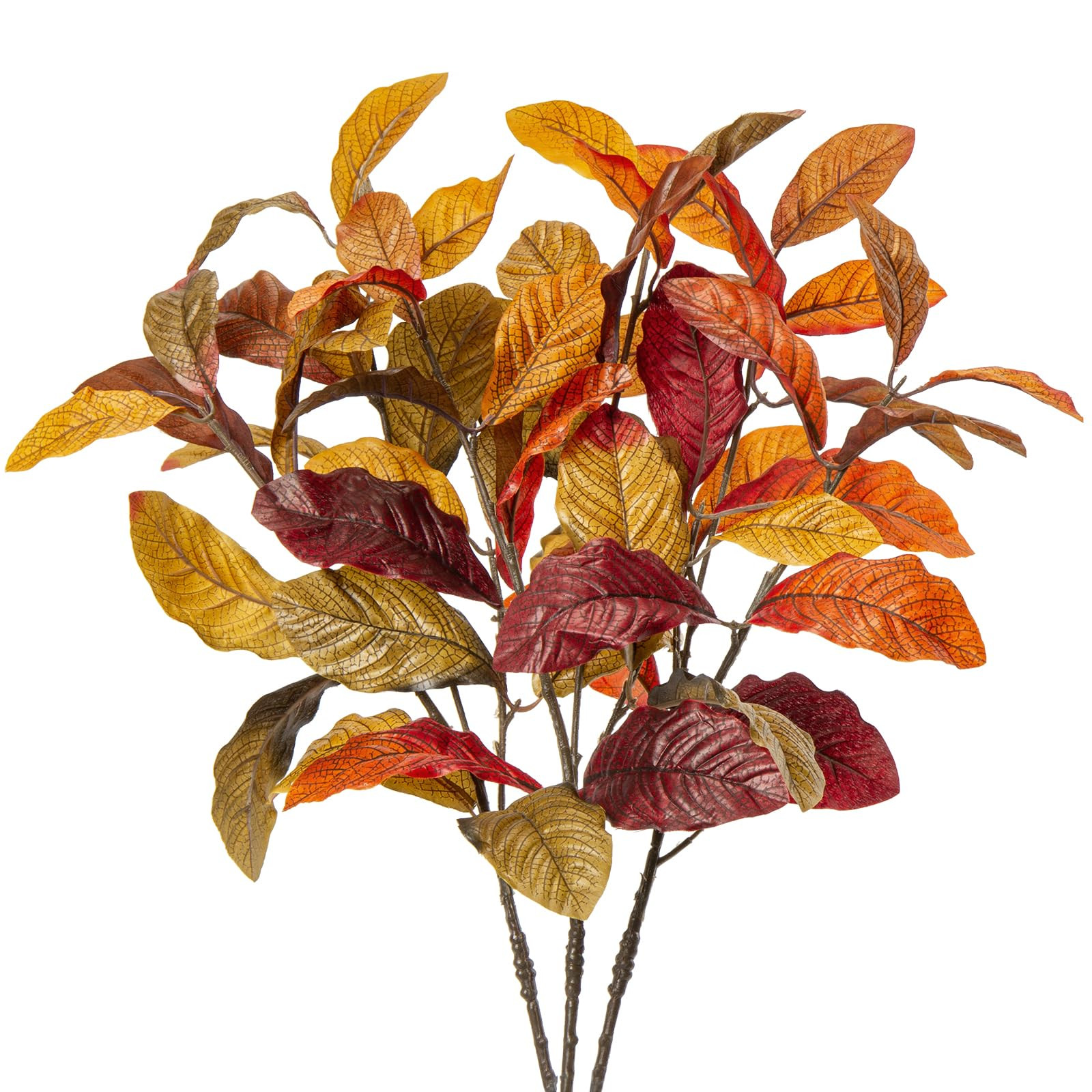 Artificial Magnolia Leaves 26.3" Tall Fake Fall Leaves Stems 3 Pack Faux Fall Leaves Realistic Fa... | Amazon (US)