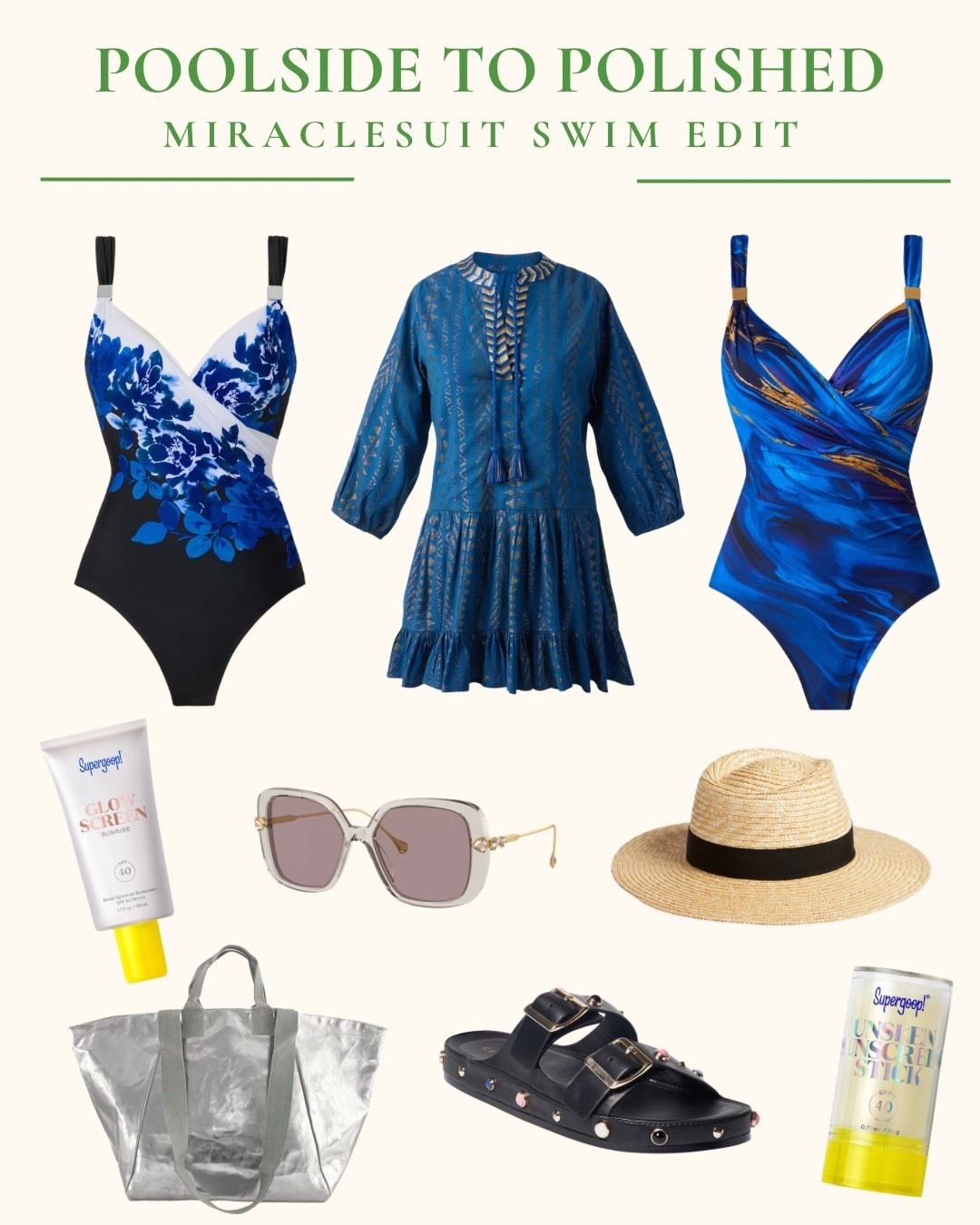 Poolside to polished 💙✨

This @Miraclesuit swim edit is doing everything — flattering, sculpting, and effortlessly chic. Paired with easy throw-on layers and elevated accessories for that “I just left the beach but still look put together” vibe.

From SPF essentials from @Supergoop! to the perfect straw hat + statement sandals… this is your go-to summer uniform 🌊🕶️

Use code GWEN20 to save 20% at Quilted Koala 👜

#LTKswim #LTKsummer #ResortStyle #BeachToBrunch #Miraclesuit #VacationStyle #supergoop

#LTKootd #LTKSeasonal #LTKOver40