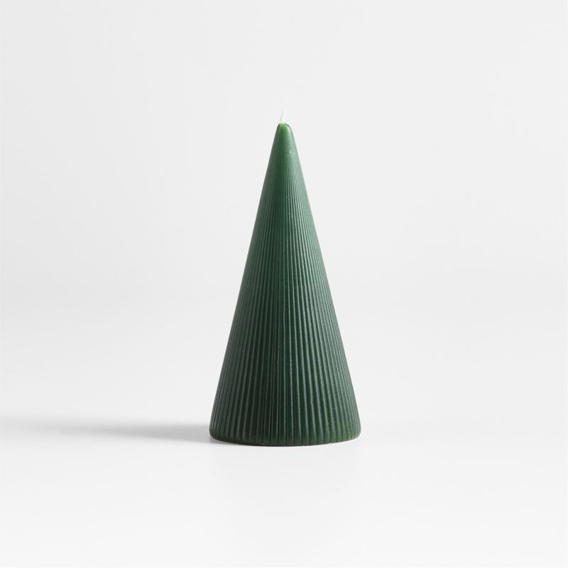 Spruce 6" Ribbed Christmas Tree Candle | Crate & Barrel | Crate & Barrel