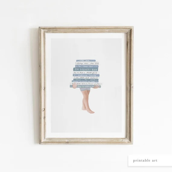 Nursery Book Print Book Art Print Printable Wall Art Blue - Etsy UK | Etsy (UK)