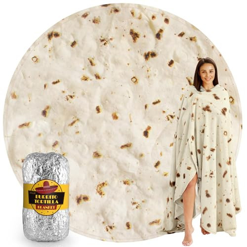 Zulay Extra Large Burritos Tortilla Throw Blanket – Wrap Yourself Like a Giant Taco! Double-Sided, Funny & Ultra Cozy Novelty Blanket, Super Soft 285 GSM Flannel, 60 Inches | Amazon (US)