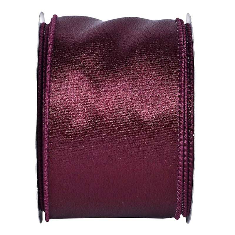 10-Yard Burgundy Satin Ribbon, 2.5", Red, Fabric, sold by At Home | At Home
