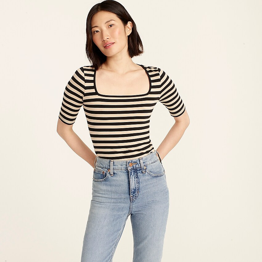 Squareneck stretch bodysuit in stripe | J. Crew US
