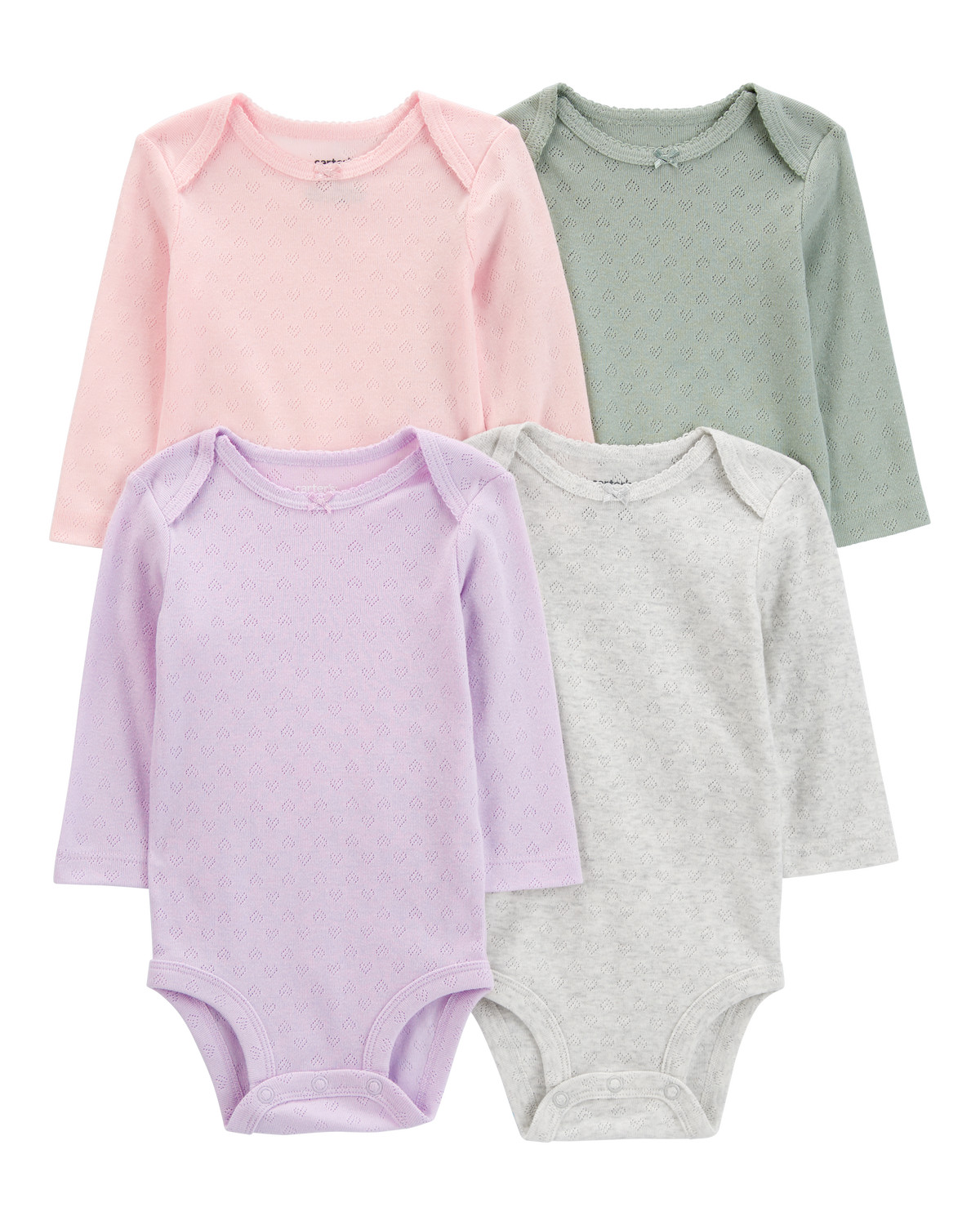 Baby 4-Piece Long-Sleeve Pointelle Bodysuits | Carter's Inc