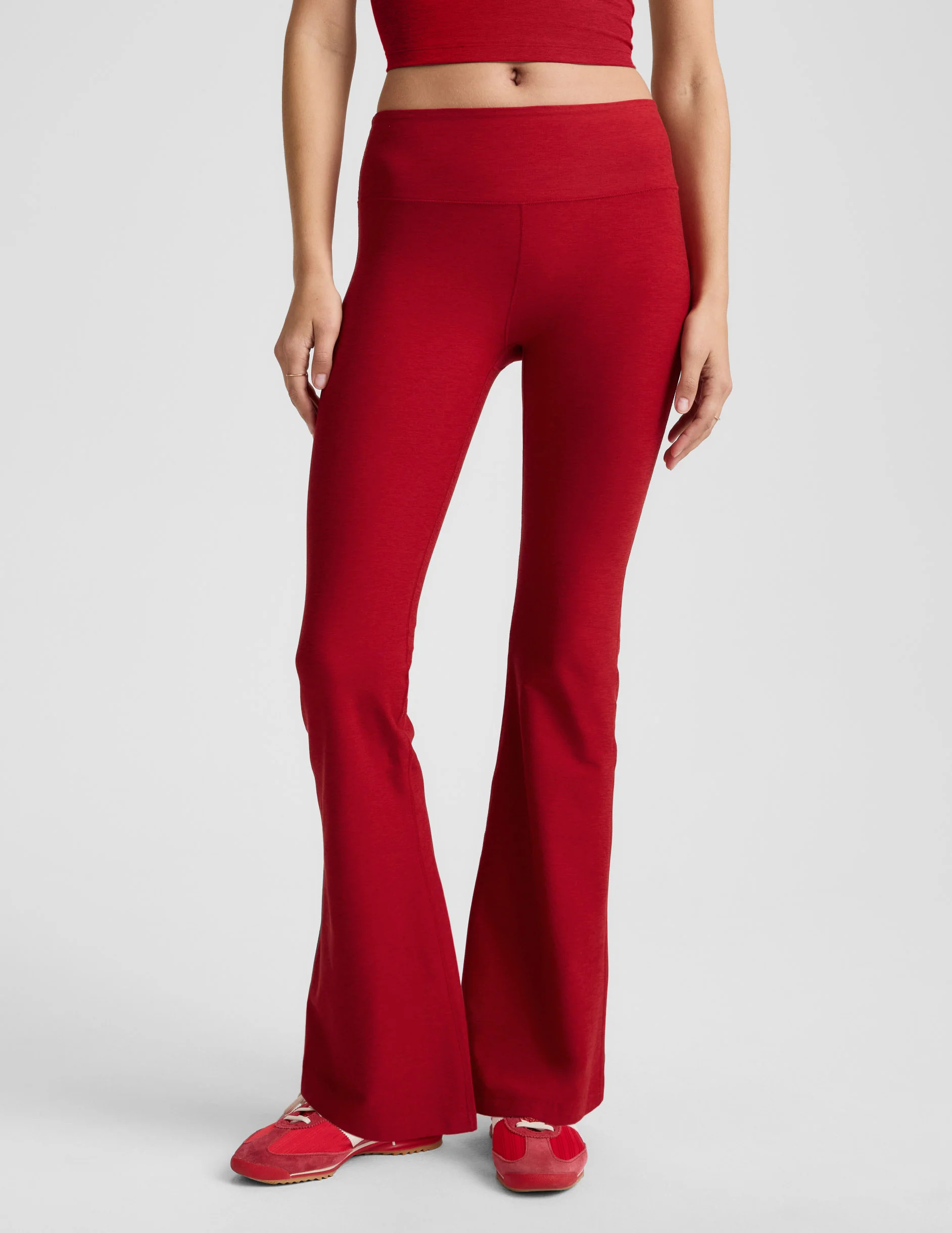 Women's Mid-Rise Bootcut Spacedye Pant - Holly Red Heather | Beyond Yoga | Beyond Yoga
