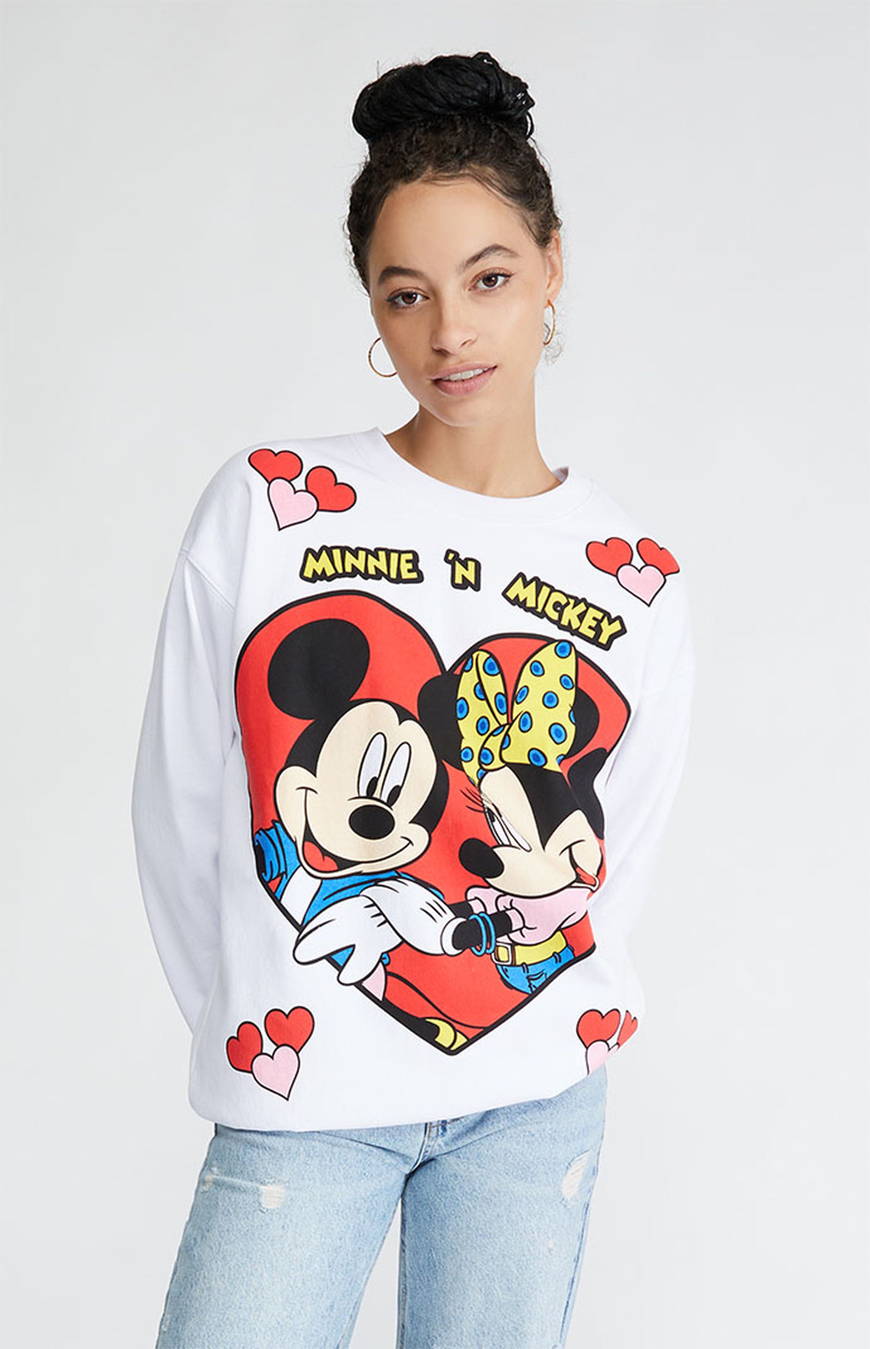 Disney Mickey & Minnie Hearts Crew Neck Sweatshirt | PacSun | PacSun