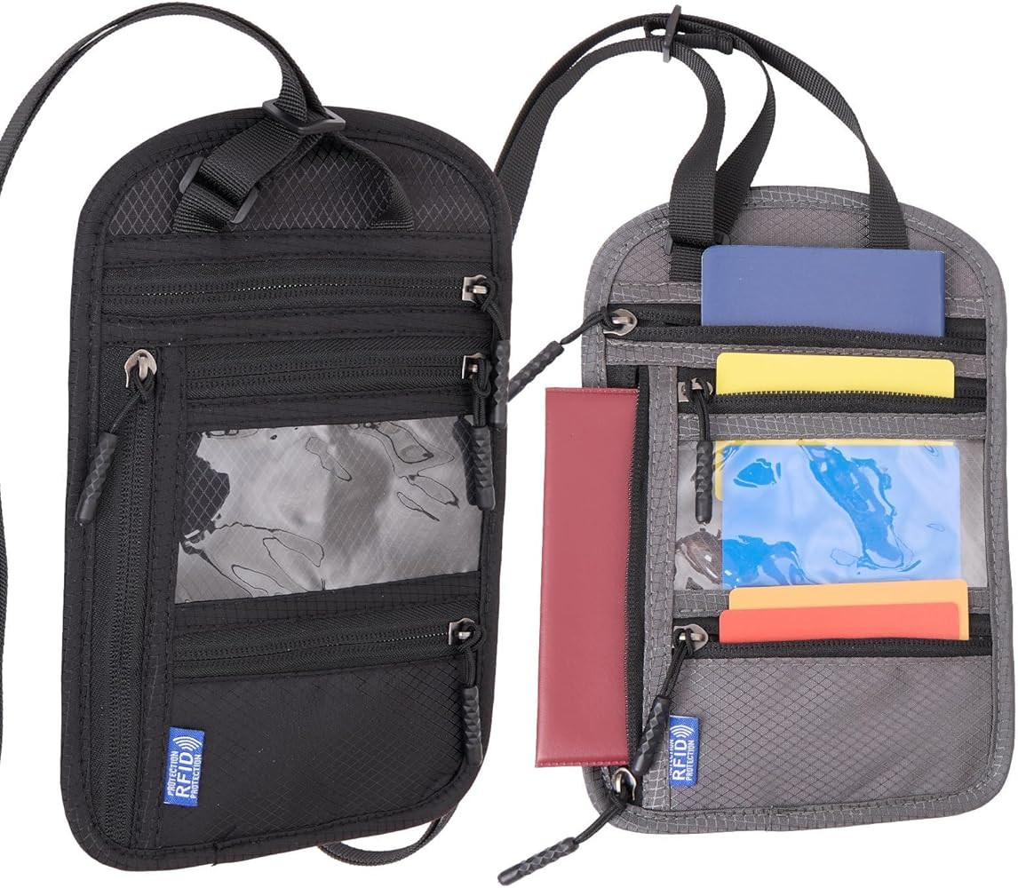 2-Pack RFID Blocking Passport Holder for Travel, Hidden Neck Wallet with Phone Pocket, Lightweigh... | Amazon (US)