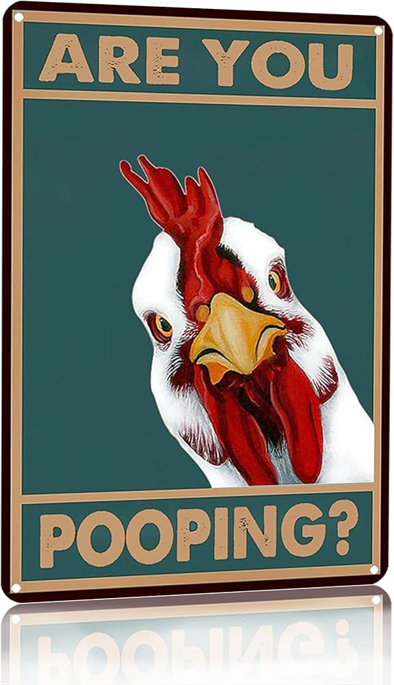 Vintage Chicken Are You Pooping Funny Tin Sign for Bathroom Toilet Wall Decor 8 X 12 Inch (3041) | Amazon (US)